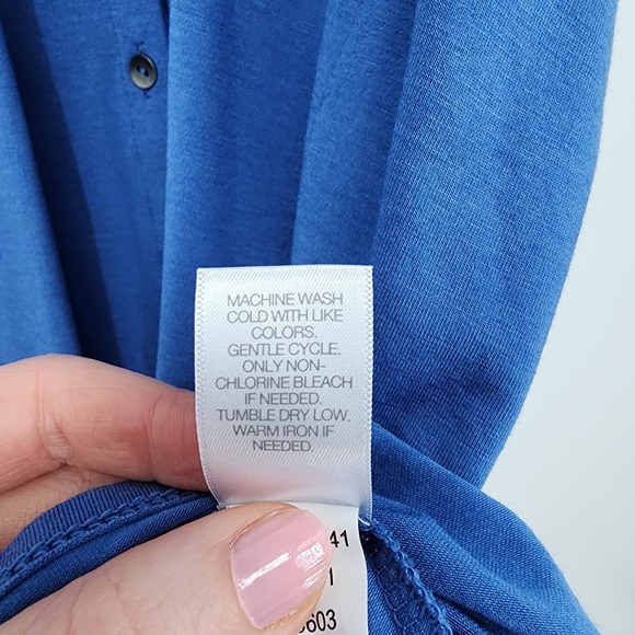 J Jill Swing Shirt Dress XS Button Down Sleeveless A Line Pima Cotton Modal Blue - Picture 12 of 12